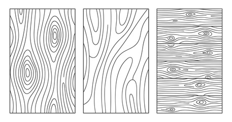 wood texture patterns line art set vector illustration on transparent background © gerik_a