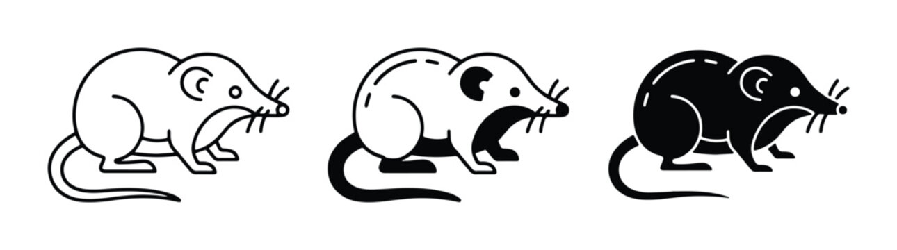 rat vector icons set on white background
