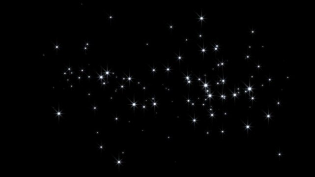 4K Glitter motion explosion animated with glowing glitter burst sparkles, magic glitter sparkle trail and twinkling particles, glitter confetti trail on black screen in 2D transition effect