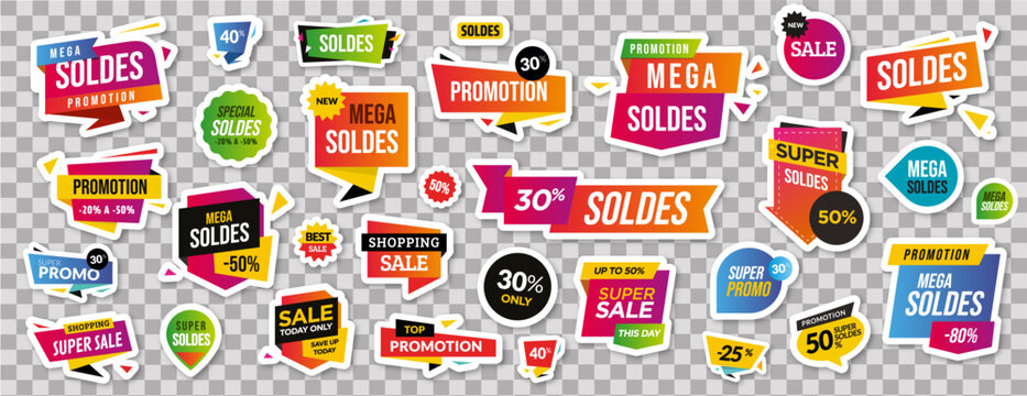 Sold, sale element stickers for scrapbook Vector illustration isolate
