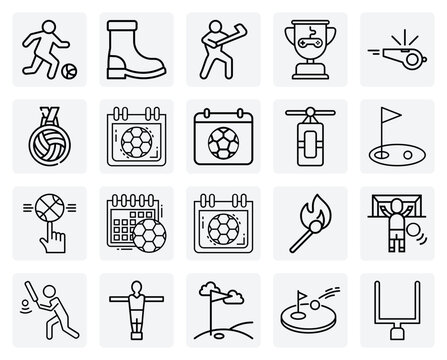Recreational And Competitive Sporting Activities &ndash; Illustrations For Table Football, Golf, Volleyball, And Boxing Training For Hobby Content