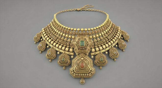 Intricate Minecraft-style golden necklace with detailed design
