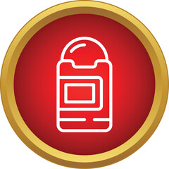 Obraz premium Deodorant stick outline on a red circular background with a golden border representing personal care