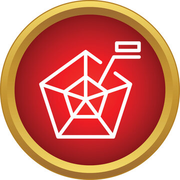 Spider chart radar graph icon visualizing data analysis in a red and gold circle