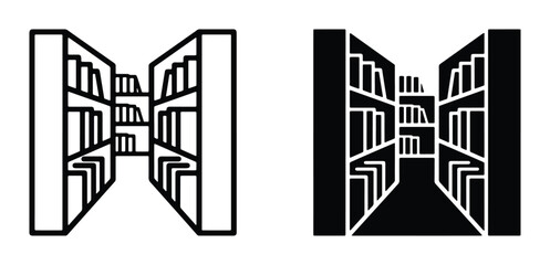 vector library bookshelf icons set on white background © Lamiya