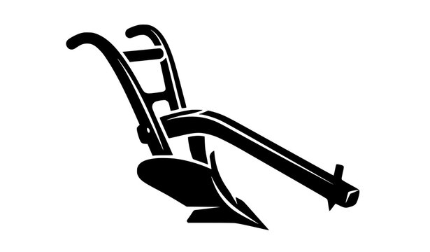 Bold wooden plough silhouette icon with traditional farming tool design in strong black style