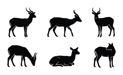 Fototapeta premium 6 antelope-like figures in various poses on a transparent background