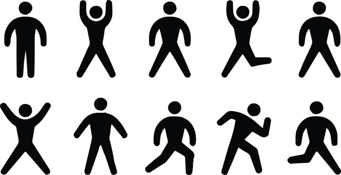 silhouette person pose icons figures illustration
