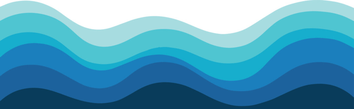 ocean layered waves background blue gradient vector illustration