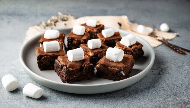 fudgy rocky road dessert bars with marshmallows