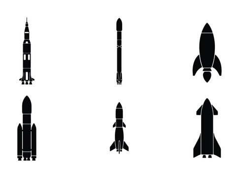 vector rocket launchers set on white background