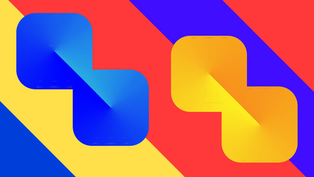 Сolor gradient shapes and stripes in suprematism style. Abstract colorful yellow blue red wallpaper background.
