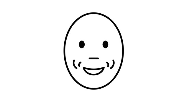 Simple Line Drawing Smiley Face Icon - Happy Emotion