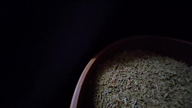 Macro view of dried Artemisia (Wormwood / Shih), a renowned medicinal desert herb from the Middle East. Widely used in traditional medicine