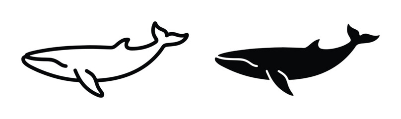 black and white whale outline on white background © Roja