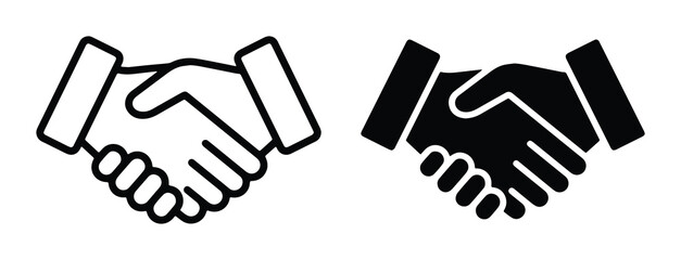 Obraz premium black and white handshake icons set on white background