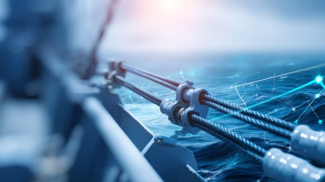 Tension Bracket with Secured Rope Lines in Ocean Environment
