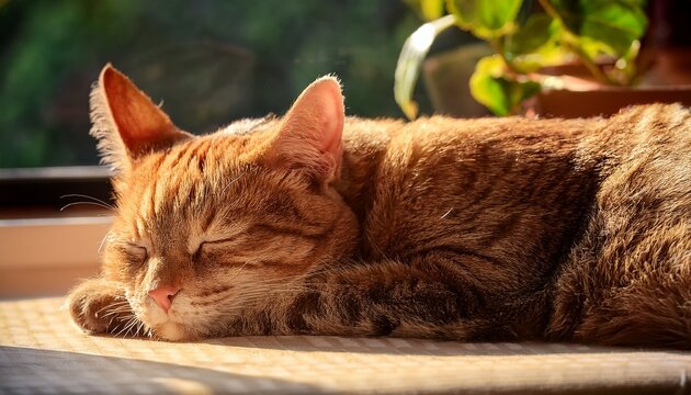 sun kissed slumber a tabby cats peaceful nap