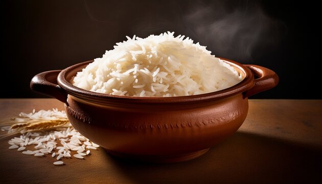 aromatic basmati rice in clay pot