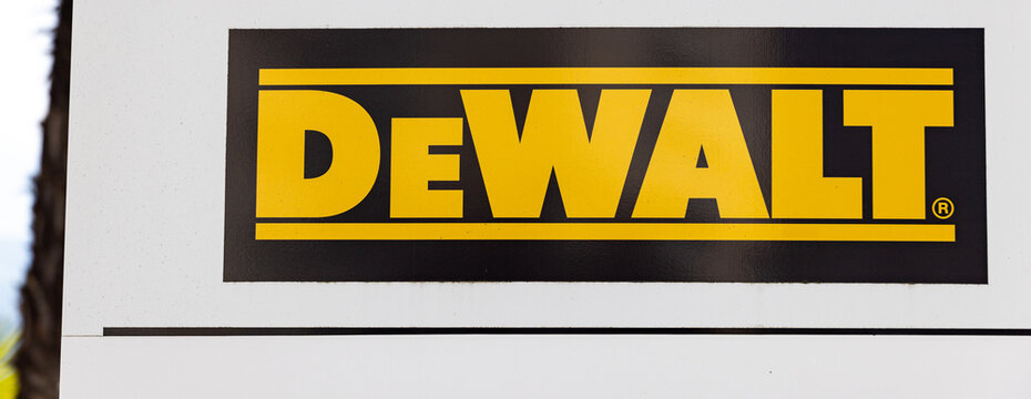 locarno, ticino, switzerland - 20 04 2026: a sign of dewalt tool company