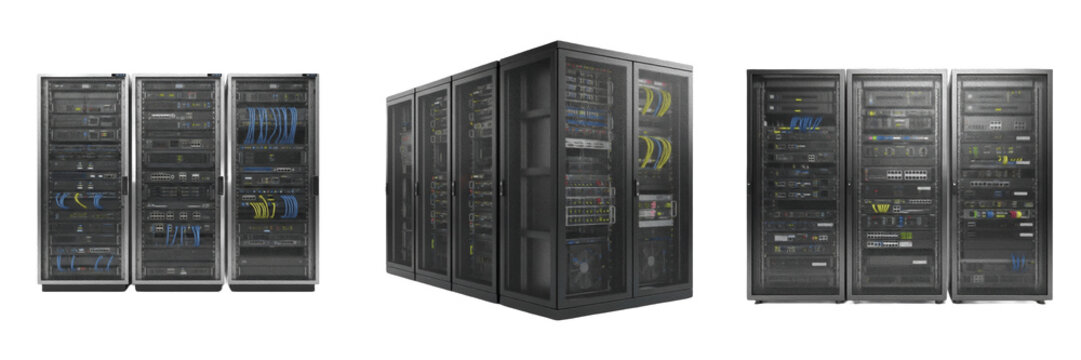 Professional Server Rack Cabinet with Network Switches and LED Lights for Data Center IT Infrastructure Cloud Computing Cyber Security and Enterprise Networking Hardware Storage