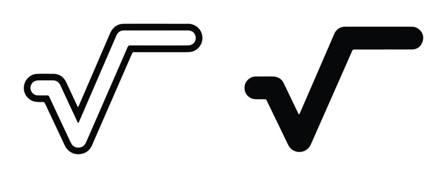 Square Root Symbol Icons, Math Radical Sign Vector Graphics, Mathematical Operation Symbols, Science and Education Concepts