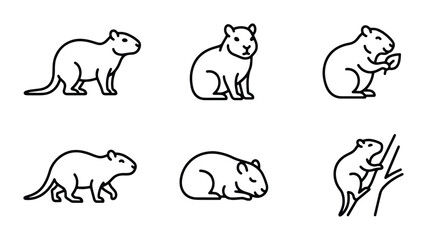 beaver icons set on white background © Mamunur