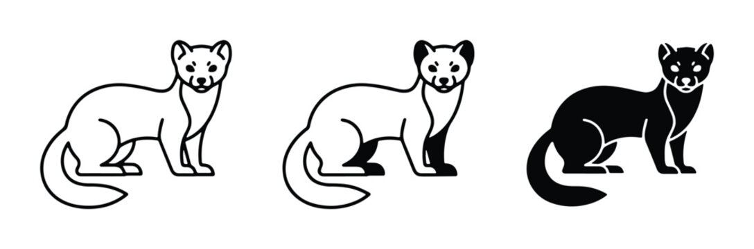 ferret silhouette vector set on white background