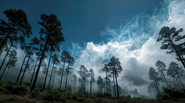 AI technology predicting climate patterns and supporting mitigation strategies representing environmental innovation sustainable development and future climate solutions