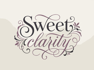 Fototapeta premium Elegant calligraphy with the words Sweet Clarity in decorative script