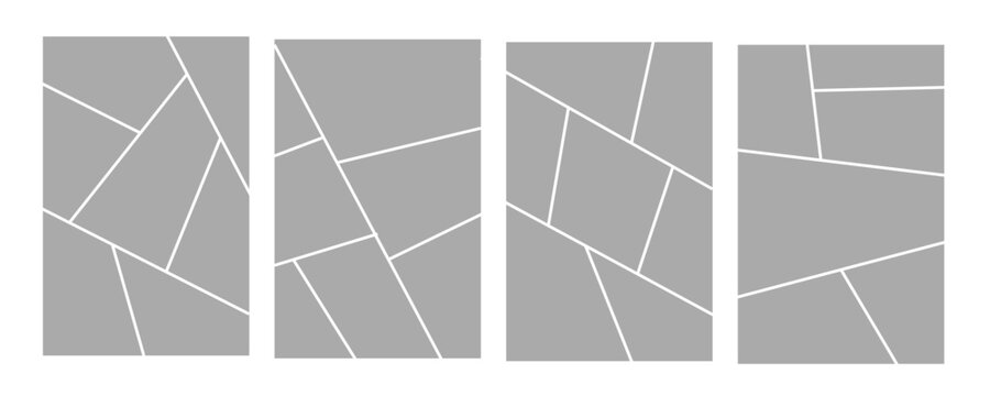 Set of collage grid manga comic storyboard layout panel blank template. Empty page frame for comic book, photo collage, poster, flyer. Vector illustration