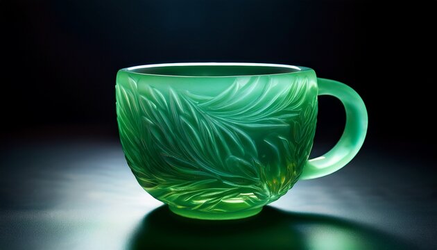 tea cup carved from glowing jade
