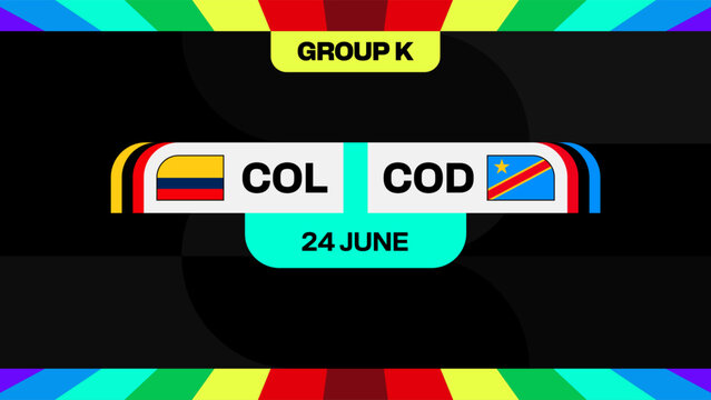 Colombia vs Democratic Republic of Congo World Football 2026 Tournament Match Announcement with Group K Vibrant Design.
