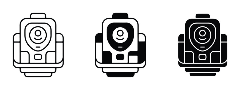 Modern body camera icon set, wearable police video recorder vector, security surveillance equipment symbols in outline and solid styles