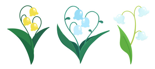 lily of valley flower and magic flower on witch garden illustration set season and pretty garden with transparent background © RI RII