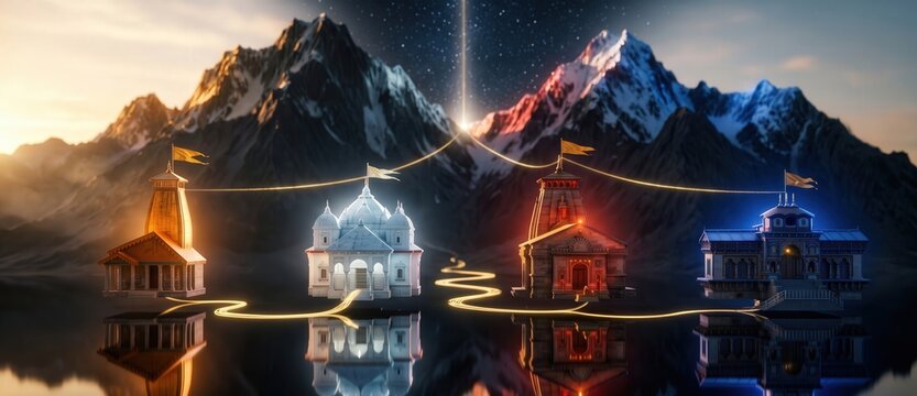 Char Dham Temples &mdash; Sacred Himalayan Pilgrimage Unity
