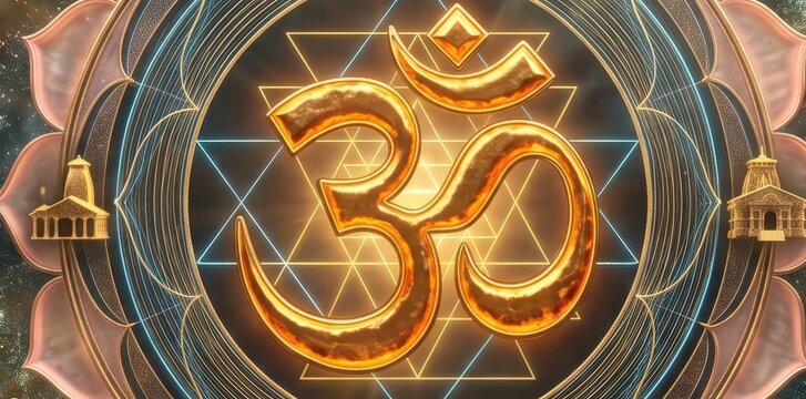 Sacred Om Symbol &mdash; Cosmic Mandala Spiritual Energy