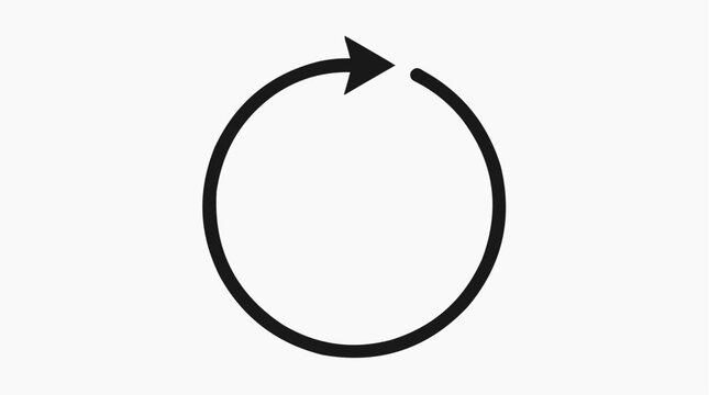 An elegant and minimalistic arrow rotates within a circle, symbolizing continuous flow, the movement of time and innovation. A versatile visual suitable for numerous design uses.