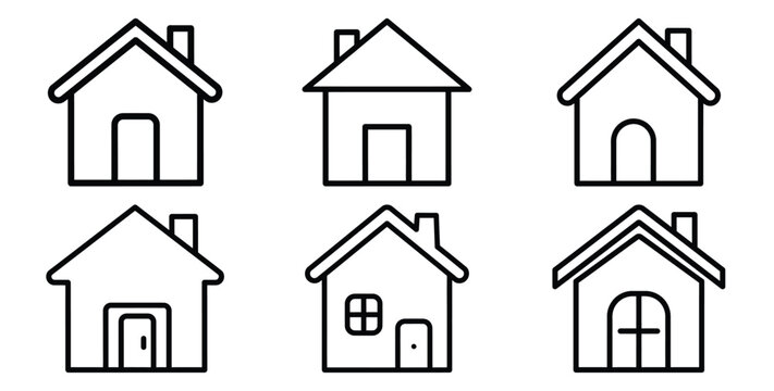 Real Estate icon set with property amenities outline vector Collection.