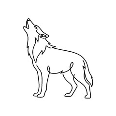 Fototapeta premium Wolf howling at the moon alone.