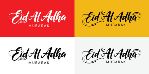 Eid al adha calligraphy set festive greetings in four vibrant colors © Rayhan