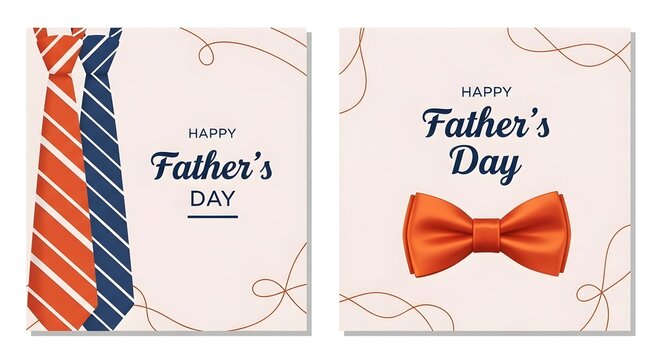 Happy father's day card with tie and bow tie illustrations
