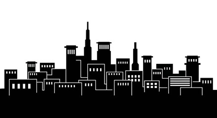 Obraz premium City Skyline Silhouette Urban Landscape.