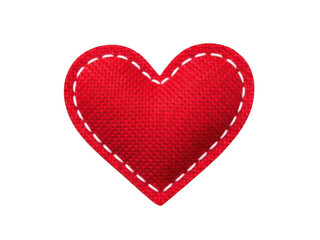 Obraz premium A charming red heart adorned with delicate white embroidery stitching