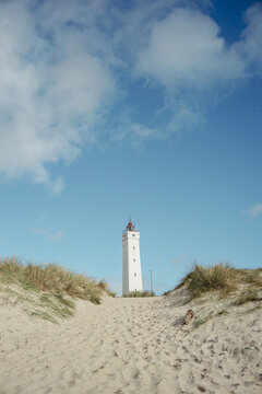 Bl&aring;vandshuk Leuchtturm an der weiten Nordseek&uuml;ste