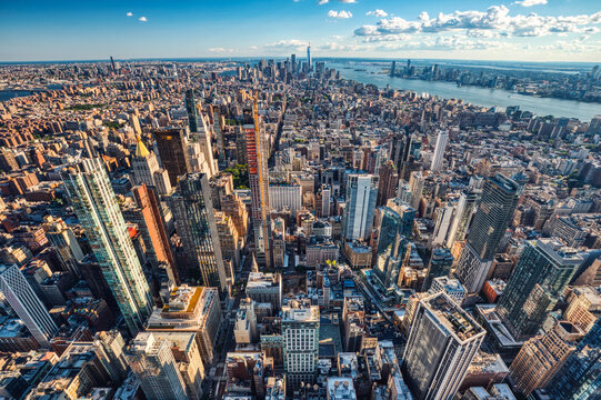 New York City Midtown Skyline Aerial View during a Sunny Day, New York