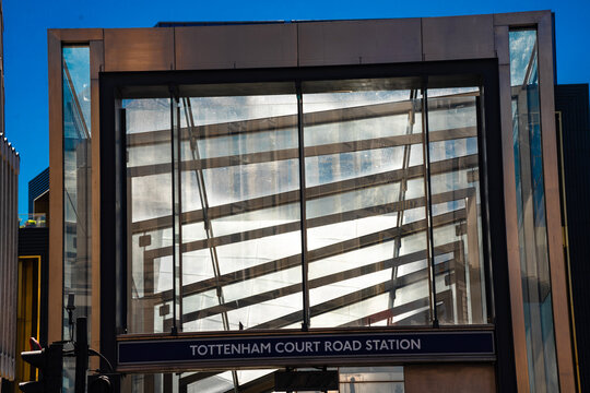 Central London Underground Signage, Tottenham Court Road Tube Interchange Station, Oxford Street, England, UK - May 2026