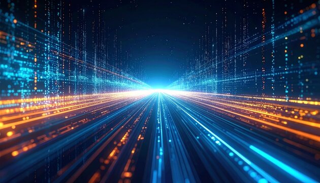 Digital Highway of Lights Data Flow Futuristic Technology Abstract Background
