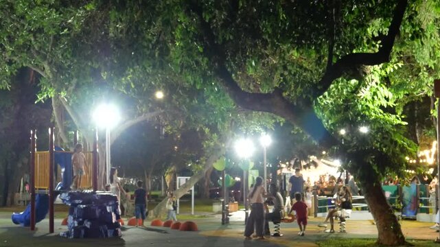 Outdoor play equipment in public park