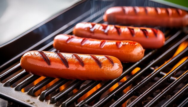 hot dogs on a grill with grill marks